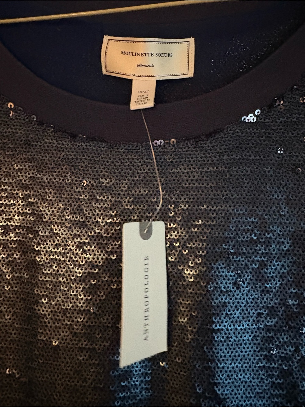 Moulinette Soeurs Navy Sequin Shift Mini Dress - Picture 7 of 8